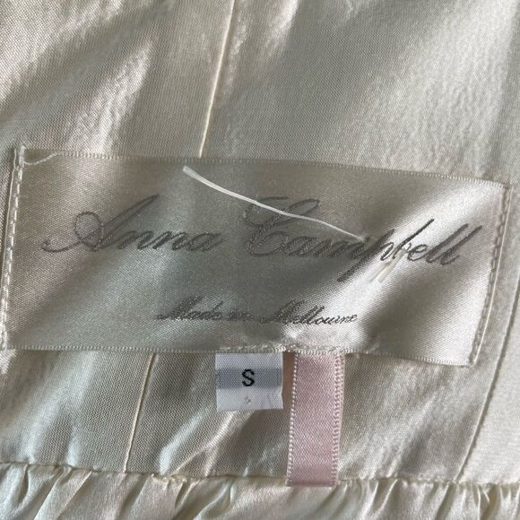 Anna Campbell Boned Strapless bodice silk chiffon corset Wedding Dress w train - Picture 14 of 14